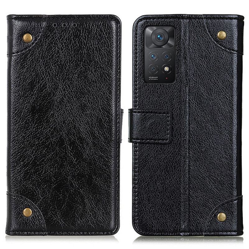 Housse Xiaomi Redmi Note 11 Pro / Note 11 Pro 5G Style Cuir Nappa Rivets Vintage