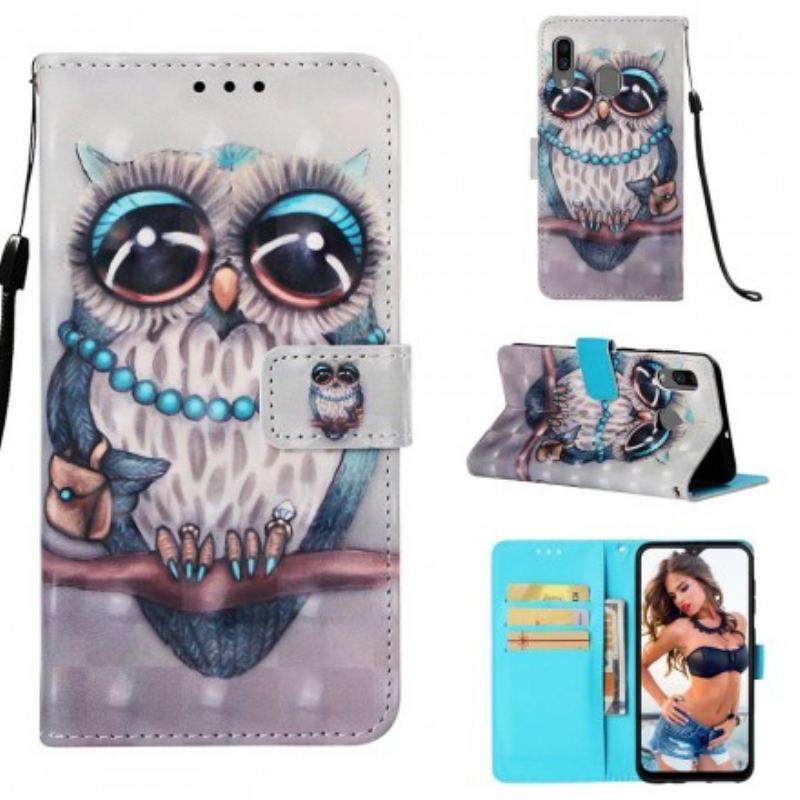 Housse Samsung Galaxy A30 / A20 Miss Hibou à Lanière