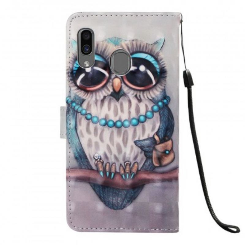 Housse Samsung Galaxy A30 / A20 Miss Hibou à Lanière