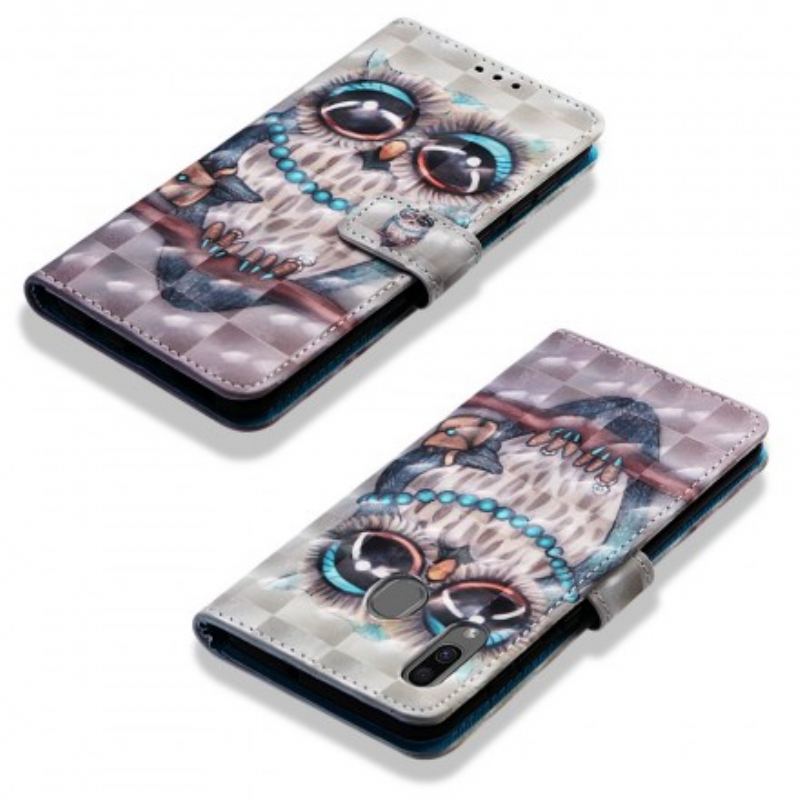 Housse Samsung Galaxy A30 / A20 Miss Hibou à Lanière