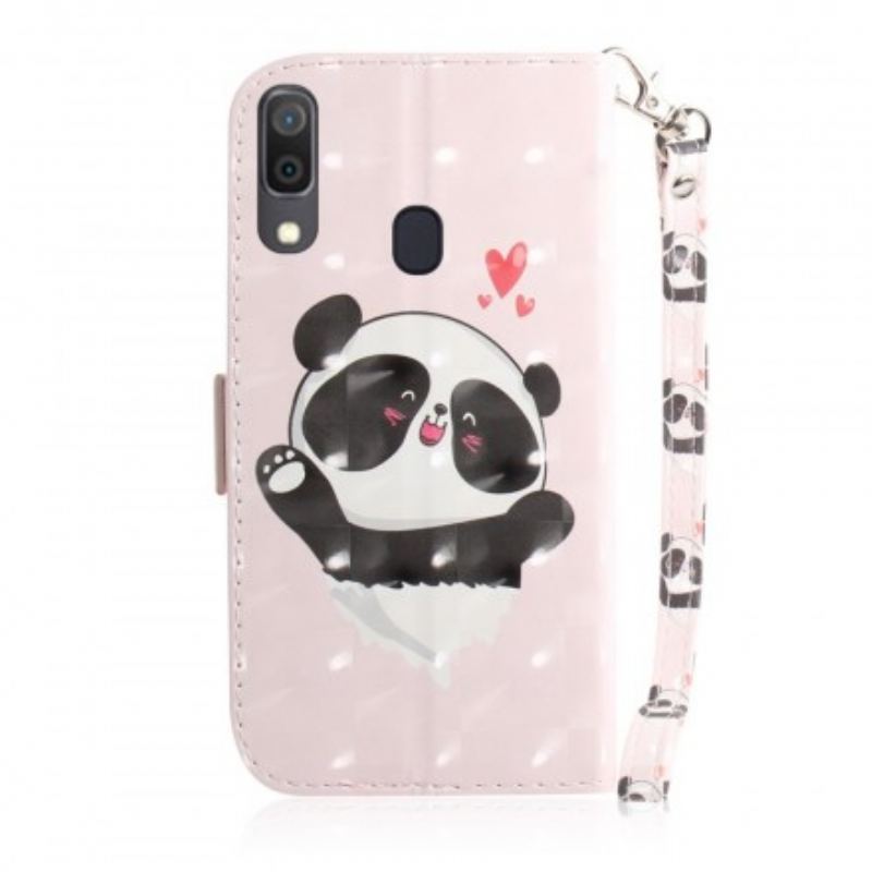 Housse Samsung Galaxy A30 / A20 Panda Love à Lanière