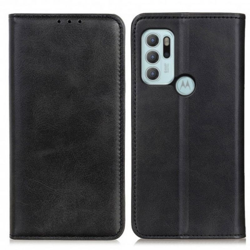 Flip Cover Motorola G60s Cuir Fendu Mat