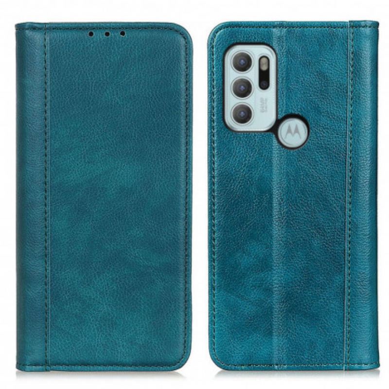 Flip Cover Motorola G60s Version Cuir Litchi Fendu