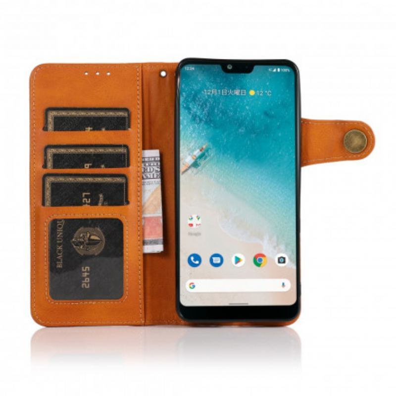 Housse Motorola G60s Simili Cuir Bouton KHAZNEH