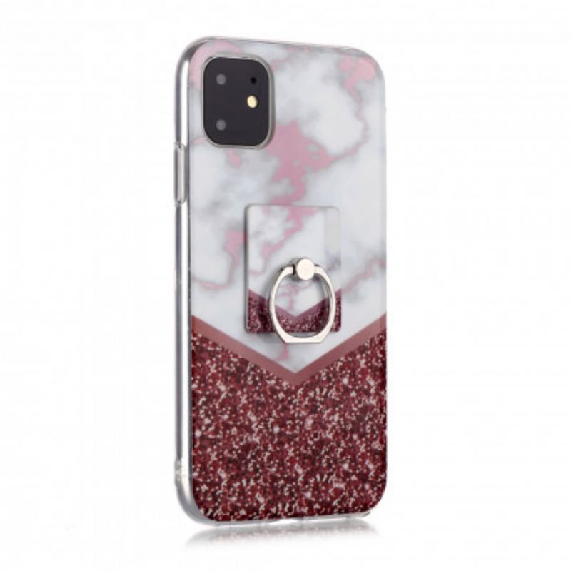 Coque iPhone 11 Design Marbre avec Anneau-Support