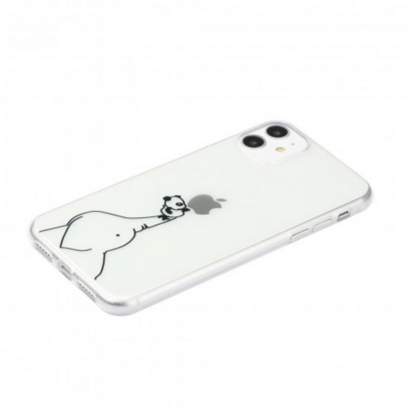 Coque iPhone 11 Jeux de Panda et d'Éléphant Logo