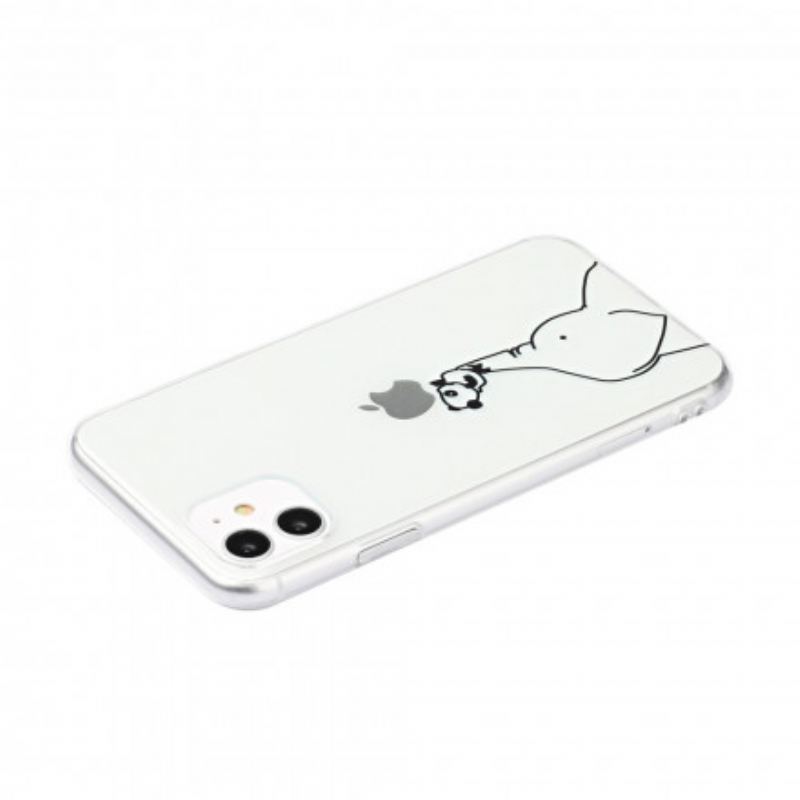 Coque iPhone 11 Jeux de Panda et d'Éléphant Logo