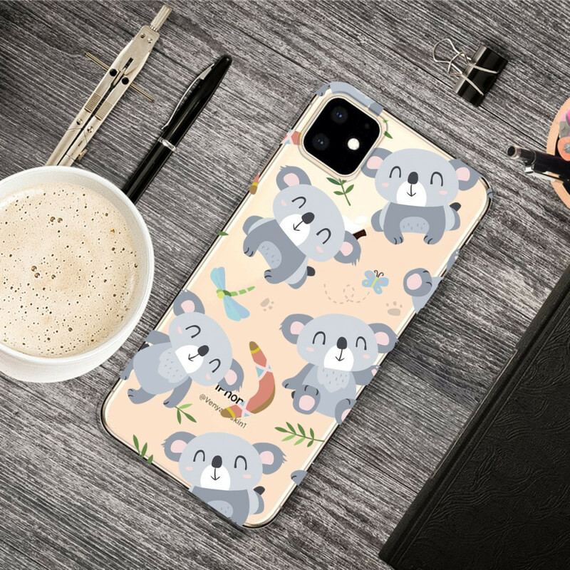 Coque iPhone 11 Mignons Koalas Gris