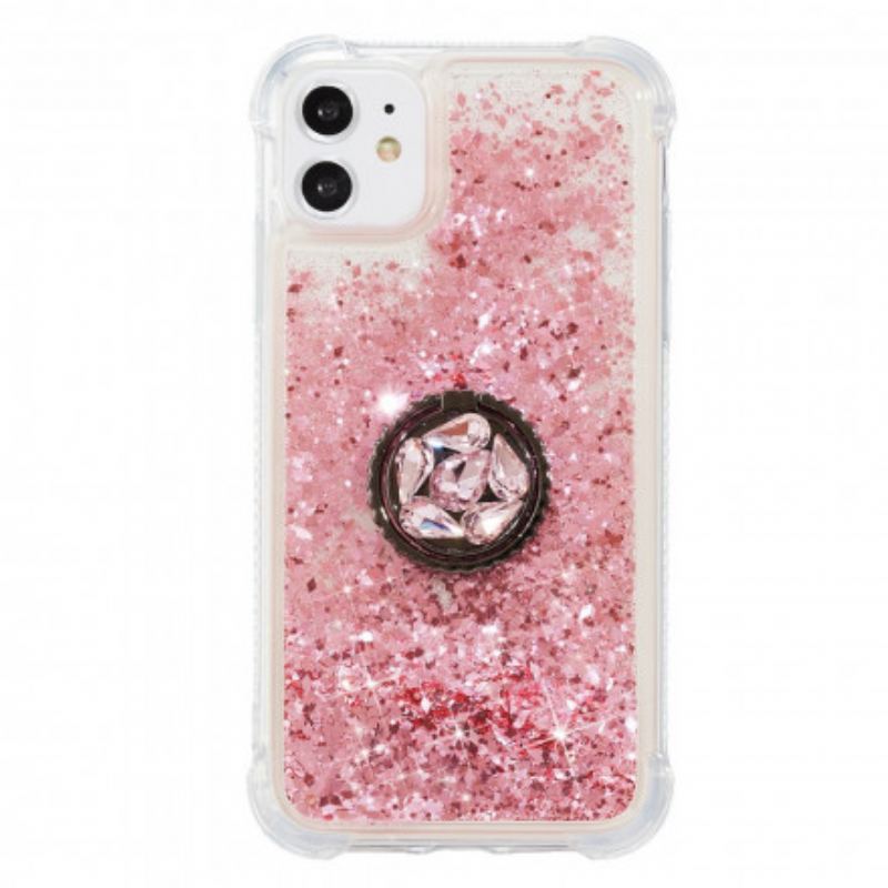 Coque iPhone 11 Paillettes avec Anneau-Support