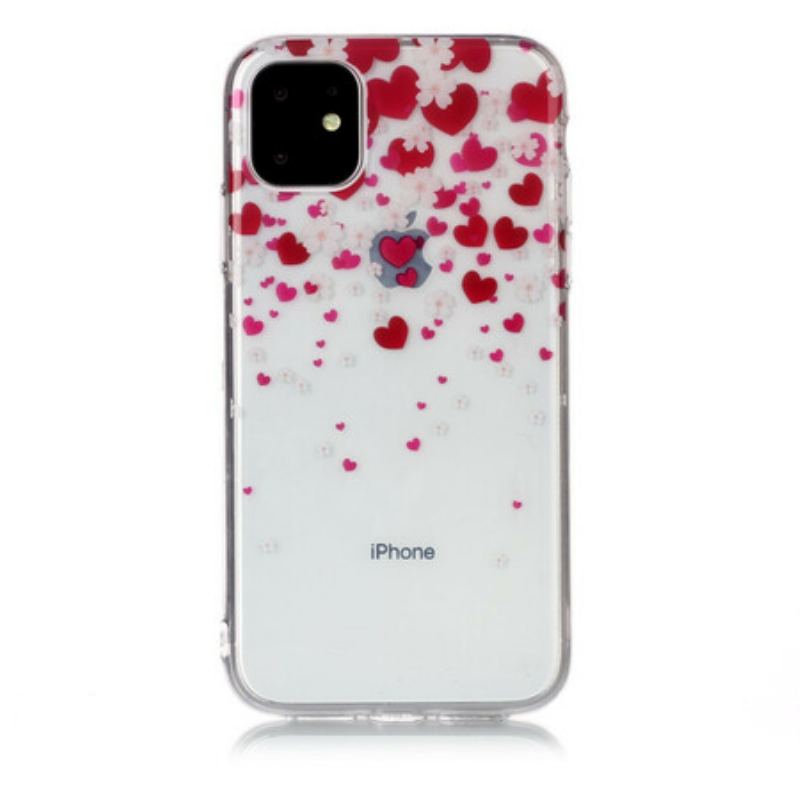 Coque iPhone 11 Pluie de Coeurs