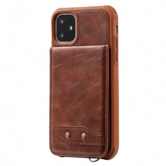 Coque iPhone 11 Porte-Cartes Rabattable avec Lanière