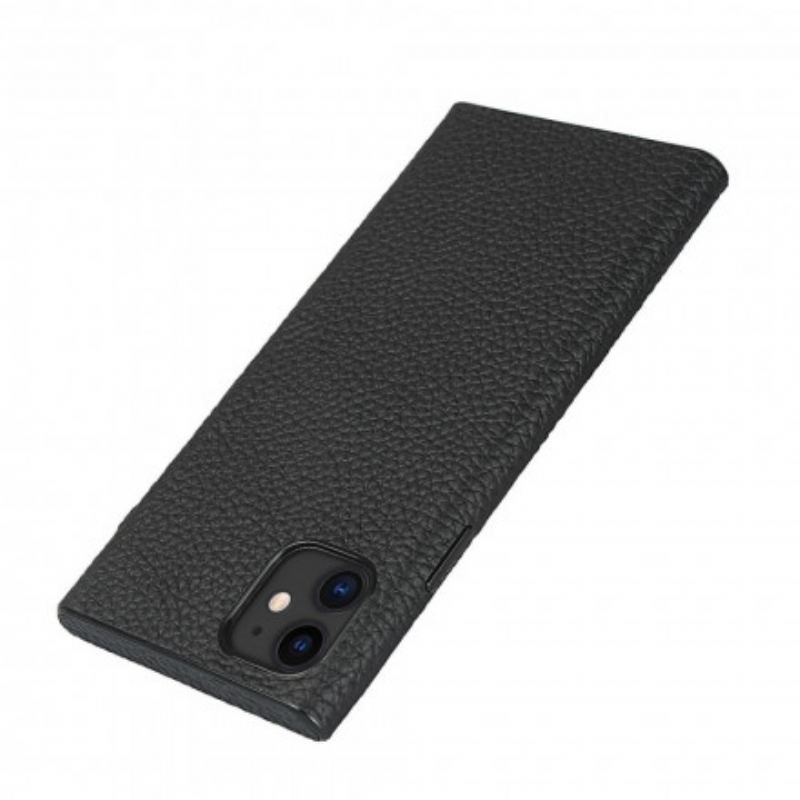 Coque iPhone 11 Véritable Cuir Litchi avec Lanière