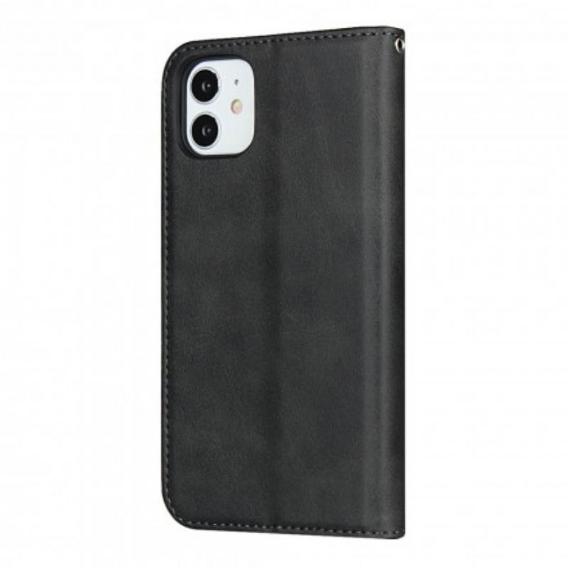 Flip Cover iPhone 11 Effet Cuir Bicolore avec Lanière