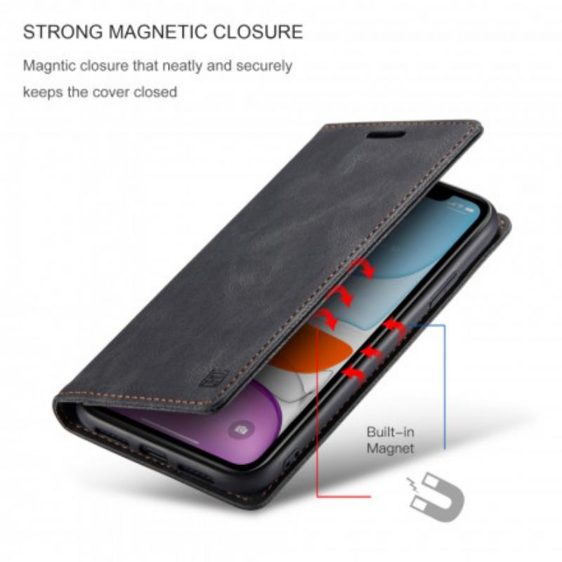 Flip Cover iPhone 11 Effet Cuir Technologie RFID