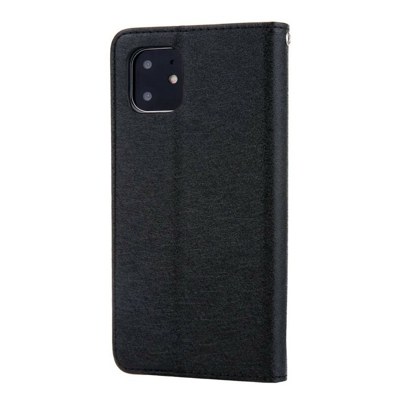 Flip Cover iPhone 11 Effet Cuir Texture Soie