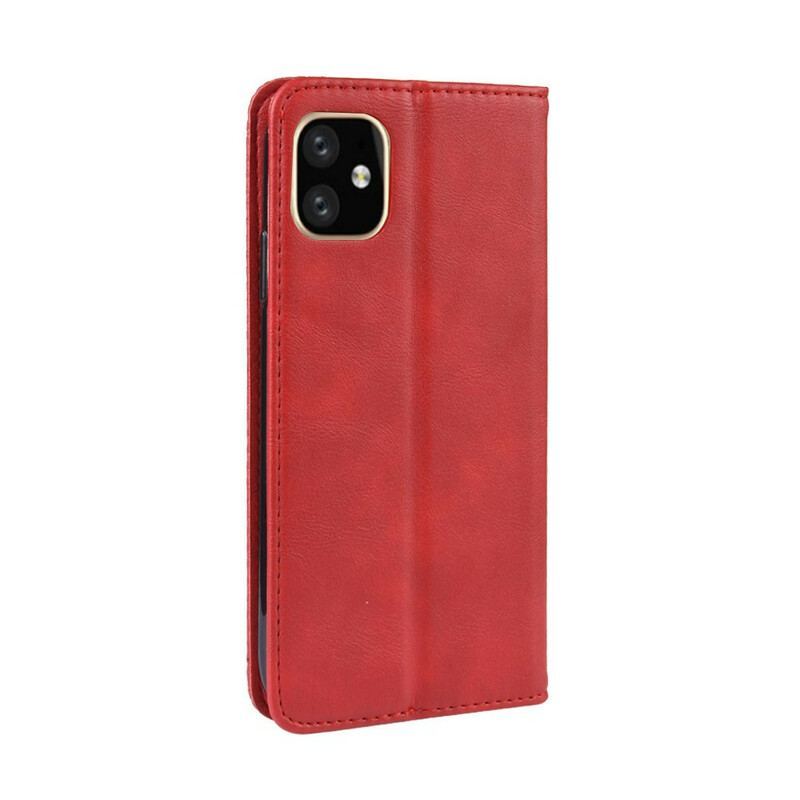 Flip Cover iPhone 11 Effet Cuir Vintage Stylisé