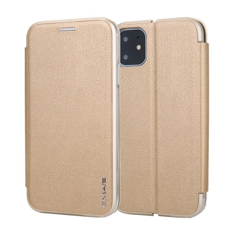 Flip Cover iPhone 11 Simili Cuir Rebords Métallisé