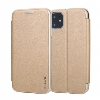 Flip Cover iPhone 11 Simili Cuir Rebords Métallisé