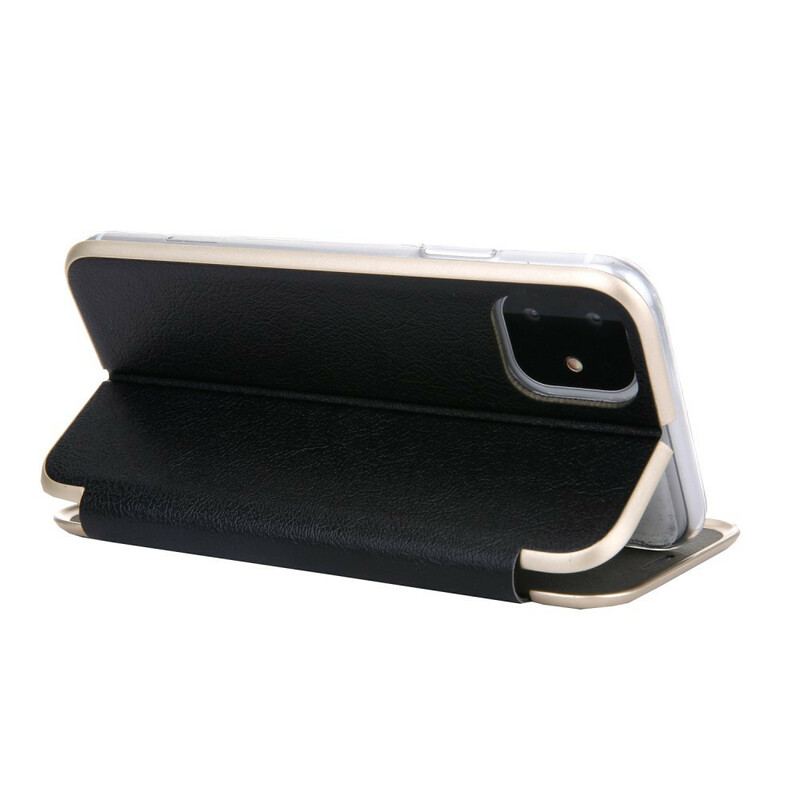 Flip Cover iPhone 11 Simili Cuir Rebords Métallisé