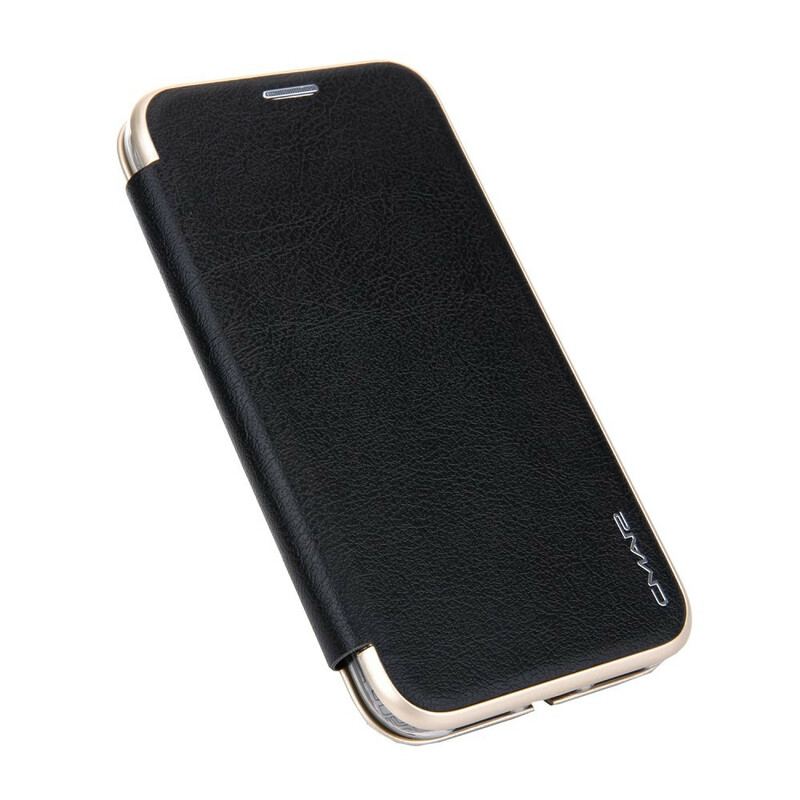 Flip Cover iPhone 11 Simili Cuir Rebords Métallisé