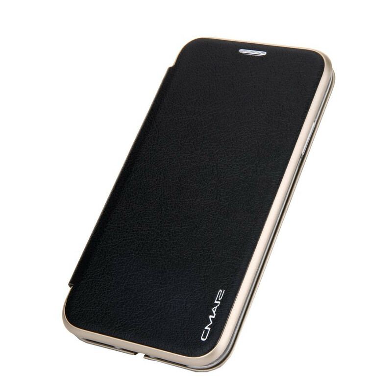 Flip Cover iPhone 11 Simili Cuir Rebords Métallisé