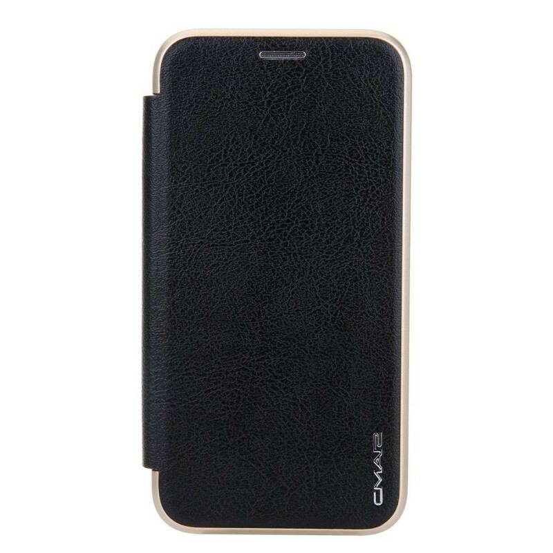 Flip Cover iPhone 11 Simili Cuir Rebords Métallisé