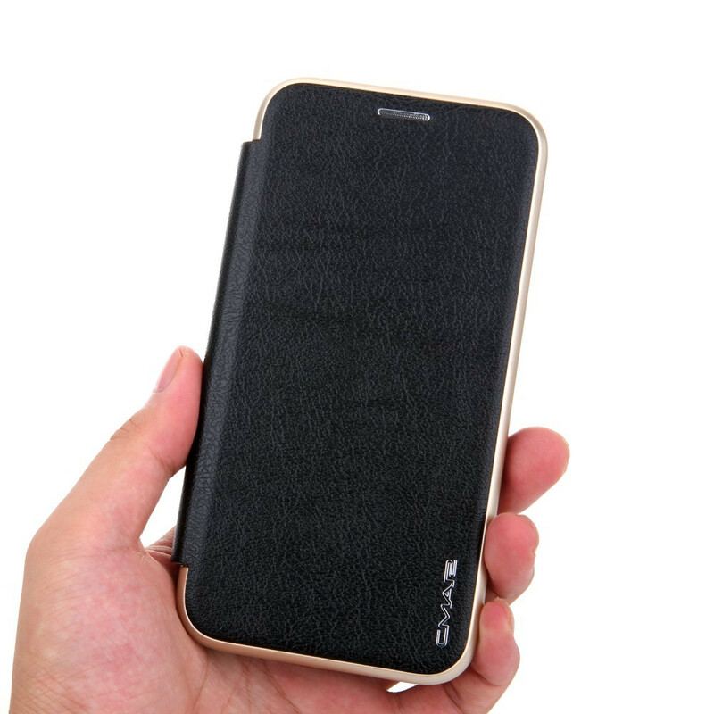 Flip Cover iPhone 11 Simili Cuir Rebords Métallisé