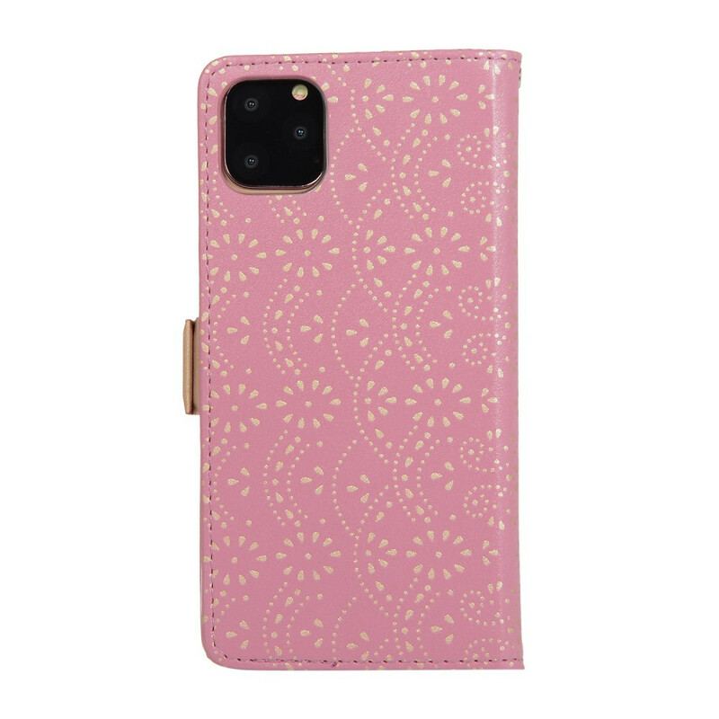 Housse iPhone 11 Dentelle Porte-Monnaie à Lanière