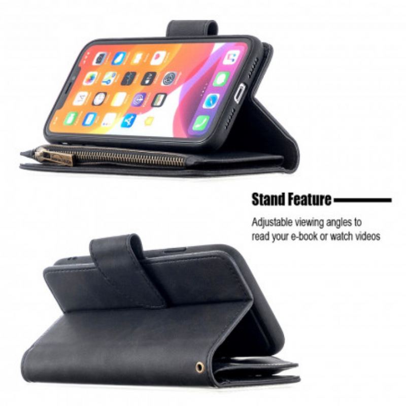 Housse iPhone 11 Multi-Fonctionnelle avec Pochette Fermeture Éclair