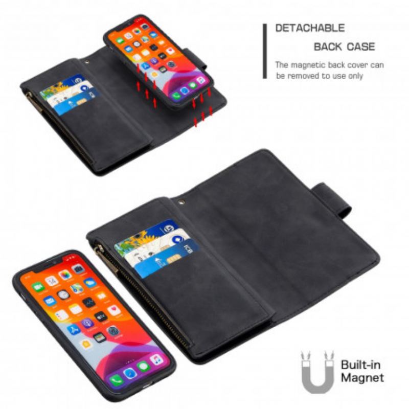 Housse iPhone 11 Multi-Fonctionnelle avec Pochette Fermeture Éclair