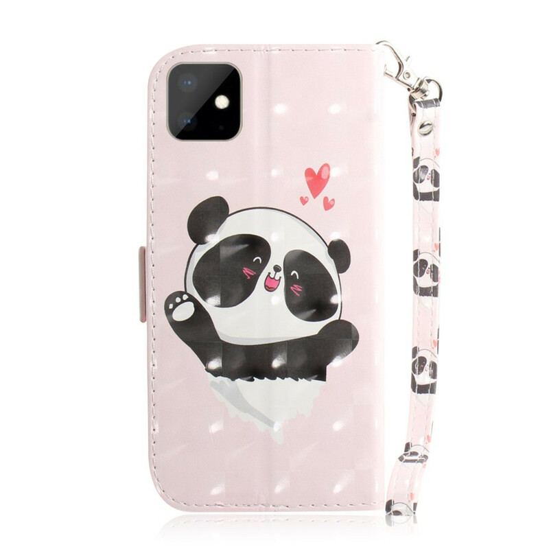 Housse iPhone 11 Panda Love à Lanière