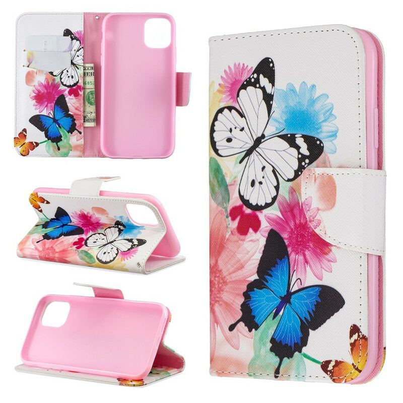 Housse iPhone 11 Papillons et Fleurs Peints