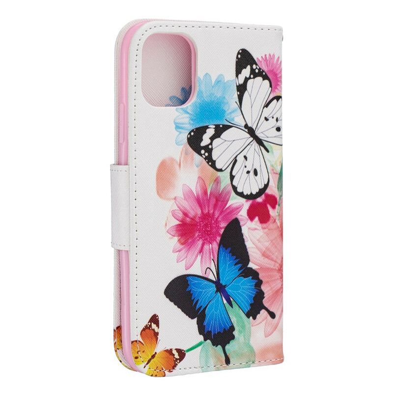 Housse iPhone 11 Papillons et Fleurs Peints