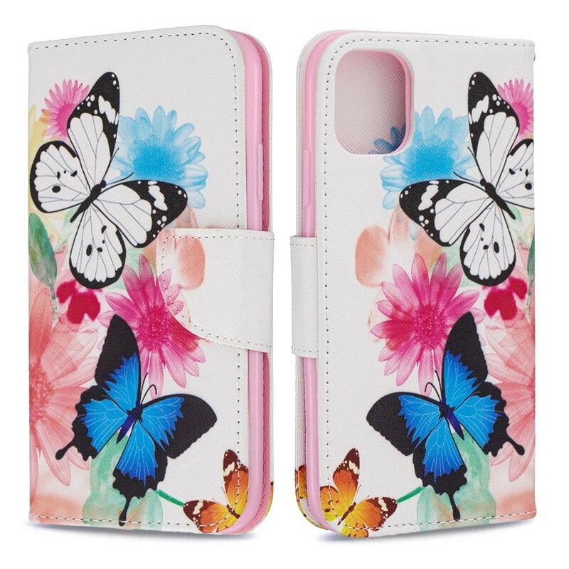 Housse iPhone 11 Papillons et Fleurs Peints