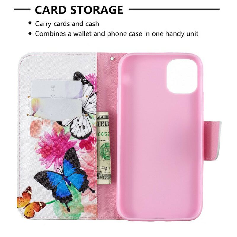 Housse iPhone 11 Papillons et Fleurs Peints