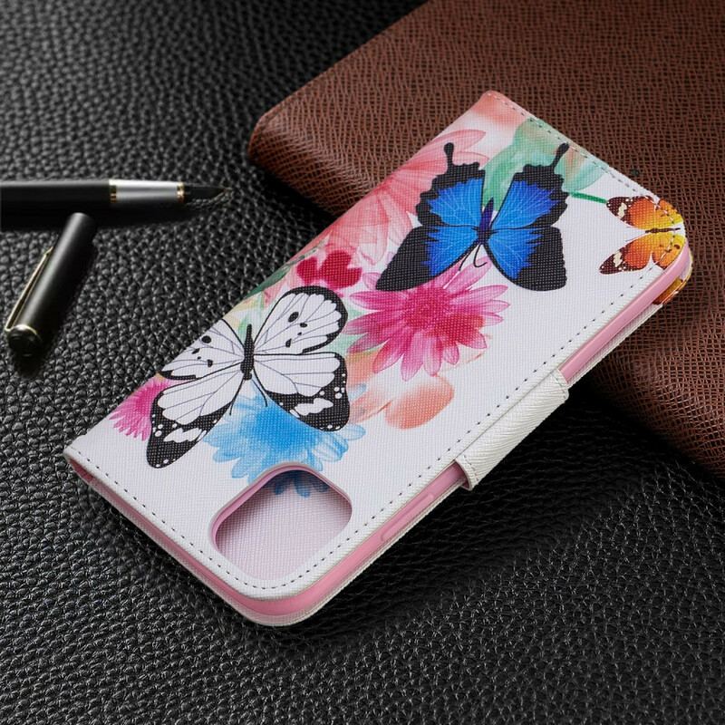 Housse iPhone 11 Papillons et Fleurs Peints