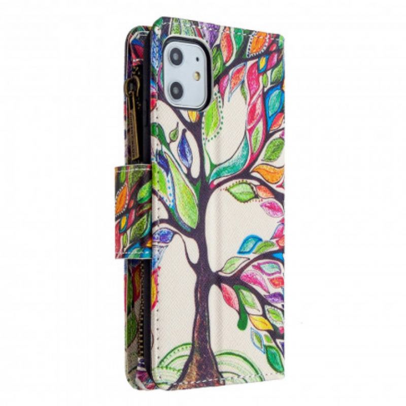 Housse iPhone 11 Poche Zippée Arbre