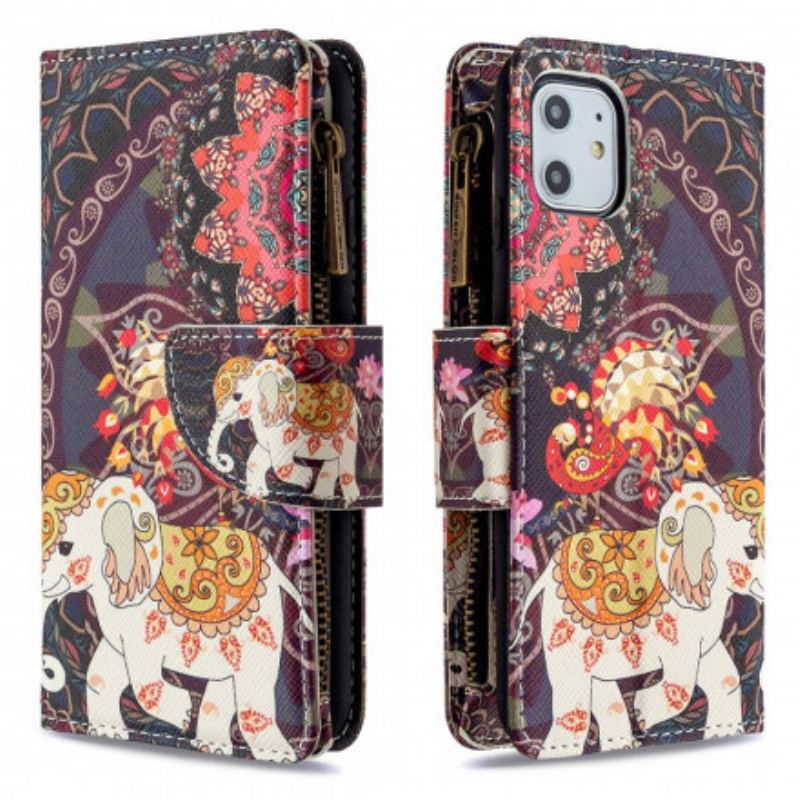 Housse iPhone 11 Poche Zippée Éléphant