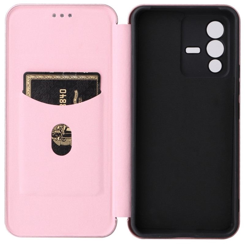 Flip Cover Vivo V23 5G Fibre Carbone Colorée