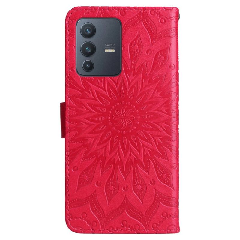 Housse Vivo V23 5G Mandala Soleil avec Lanière