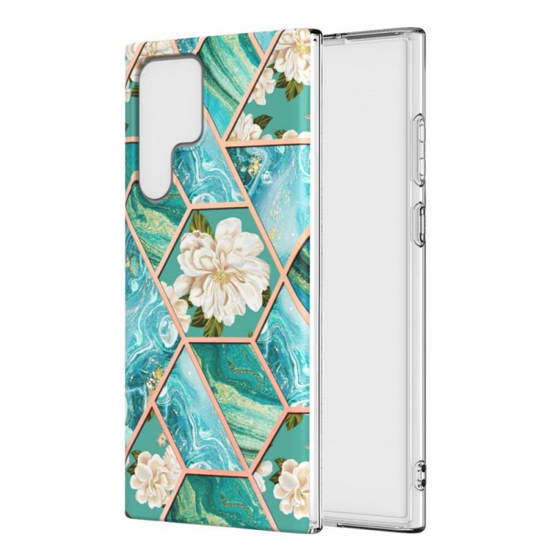 Coque Samsung Galaxy S22 Ultra 5G Marbrée Florale