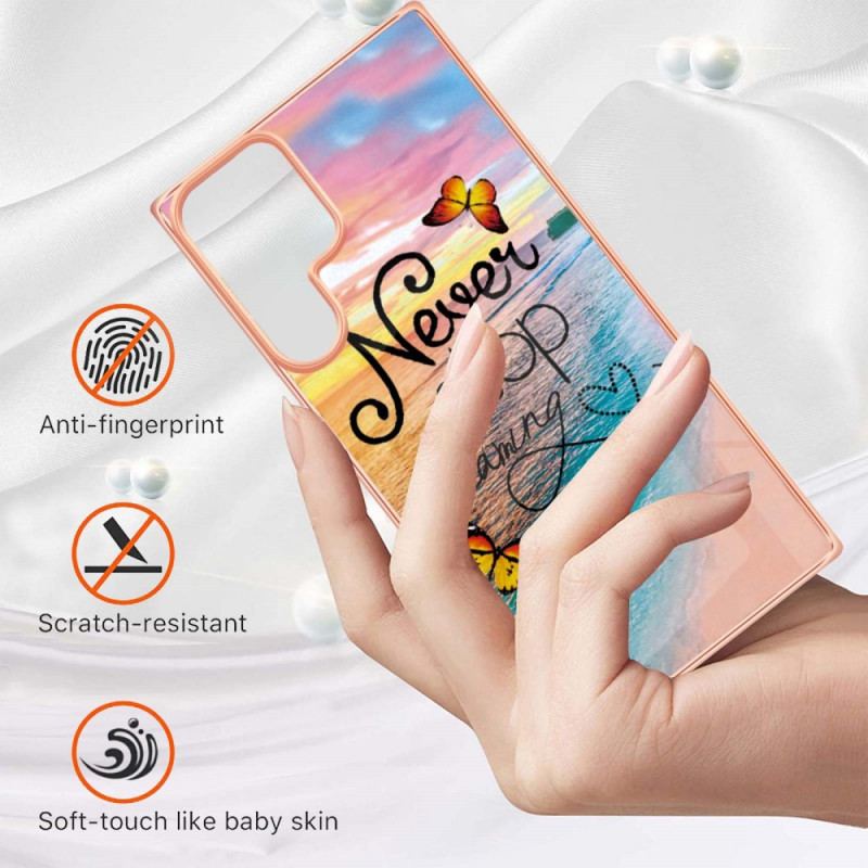 Coque Samsung Galaxy S22 Ultra 5G Never Stop Dreaming Papillons