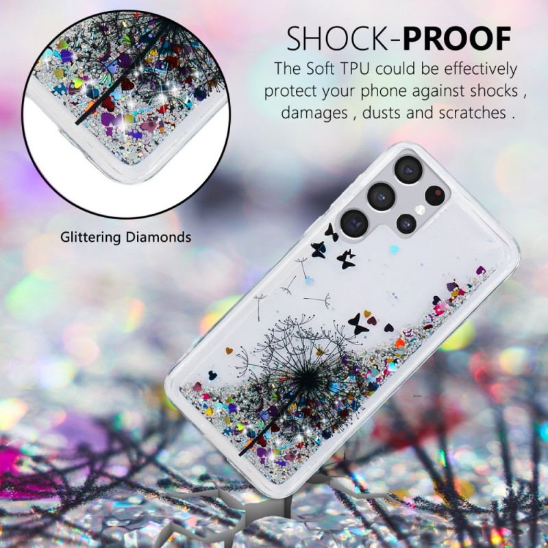 Coque Samsung Galaxy S22 Ultra 5G Pissenlits Paillettes