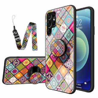 Coque Samsung Galaxy S22 Ultra 5G Support Magnétique Patchwork