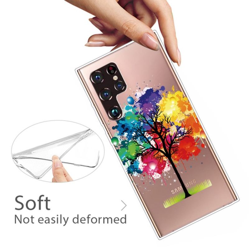 Coque Samsung Galaxy S22 Ultra 5G Transparente Arbre Aquarelle