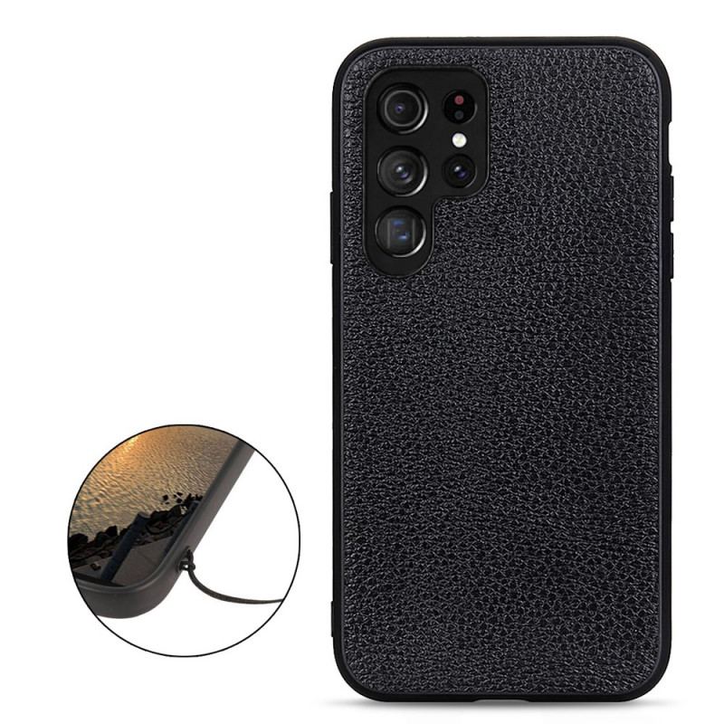 Coque Samsung Galaxy S22 Ultra 5G Véritable Cuir Litchi