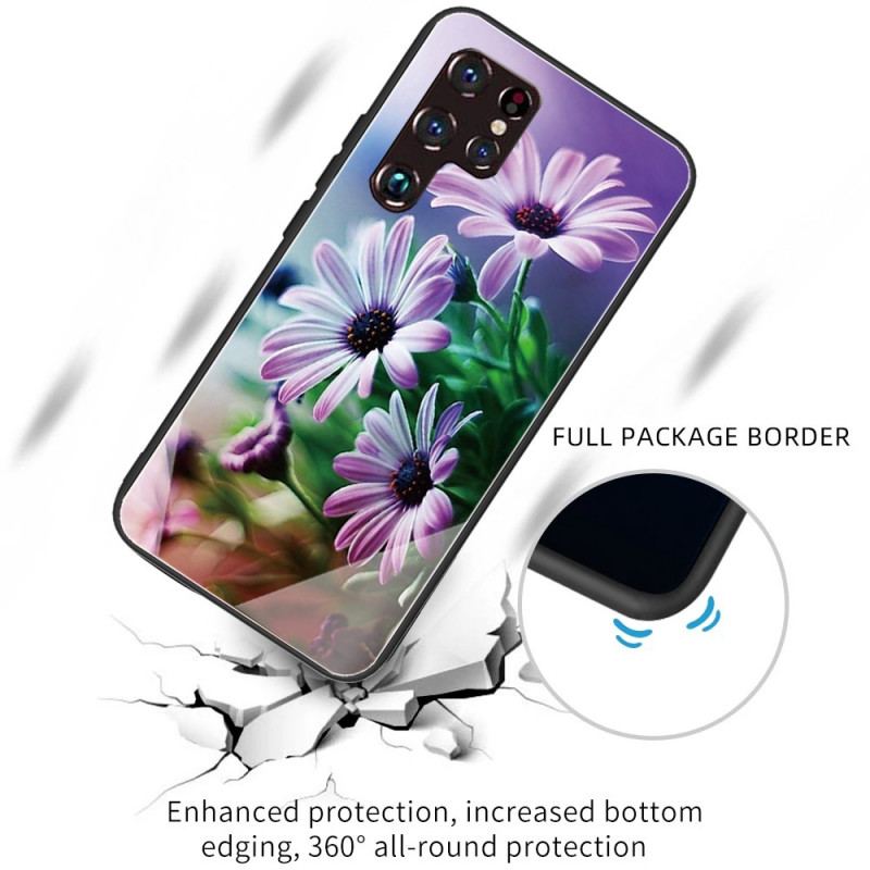 Coque Samsung Galaxy S22 Ultra 5G Verre Trempé Fleurs Réalistes