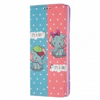 Flip Cover Samsung Galaxy S22 Ultra 5G Bébés Éléphants