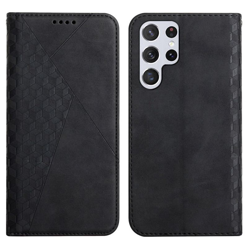 Flip Cover Samsung Galaxy S22 Ultra 5G Effet Cuir Géo