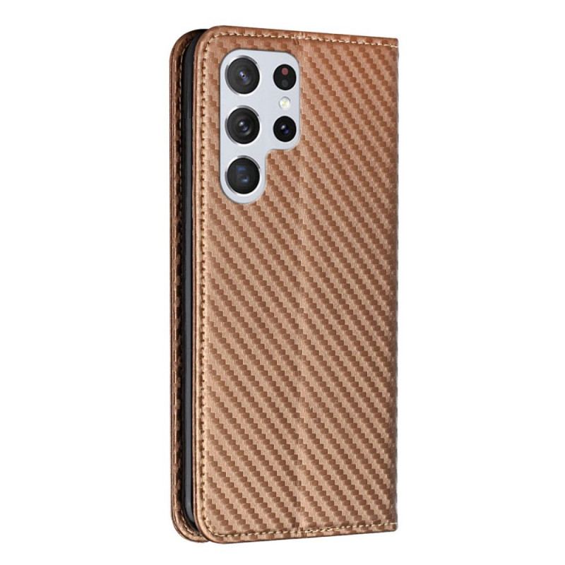 Flip Cover Samsung Galaxy S22 Ultra 5G Fibre Carbone à Lanière